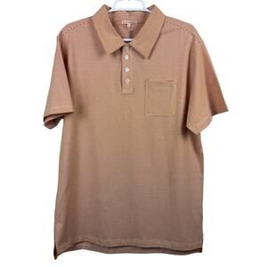 Men's Badd Bogey Orange Striped Polo Short Sleeve Pima Cotton Blend Golf Shirt M